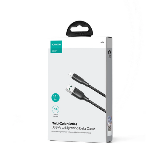Καλώδιο Δεδομένων και Φόρτισης USB-A - Lightning Joyroom S-A34, 18W, 1μ, Μαύρο