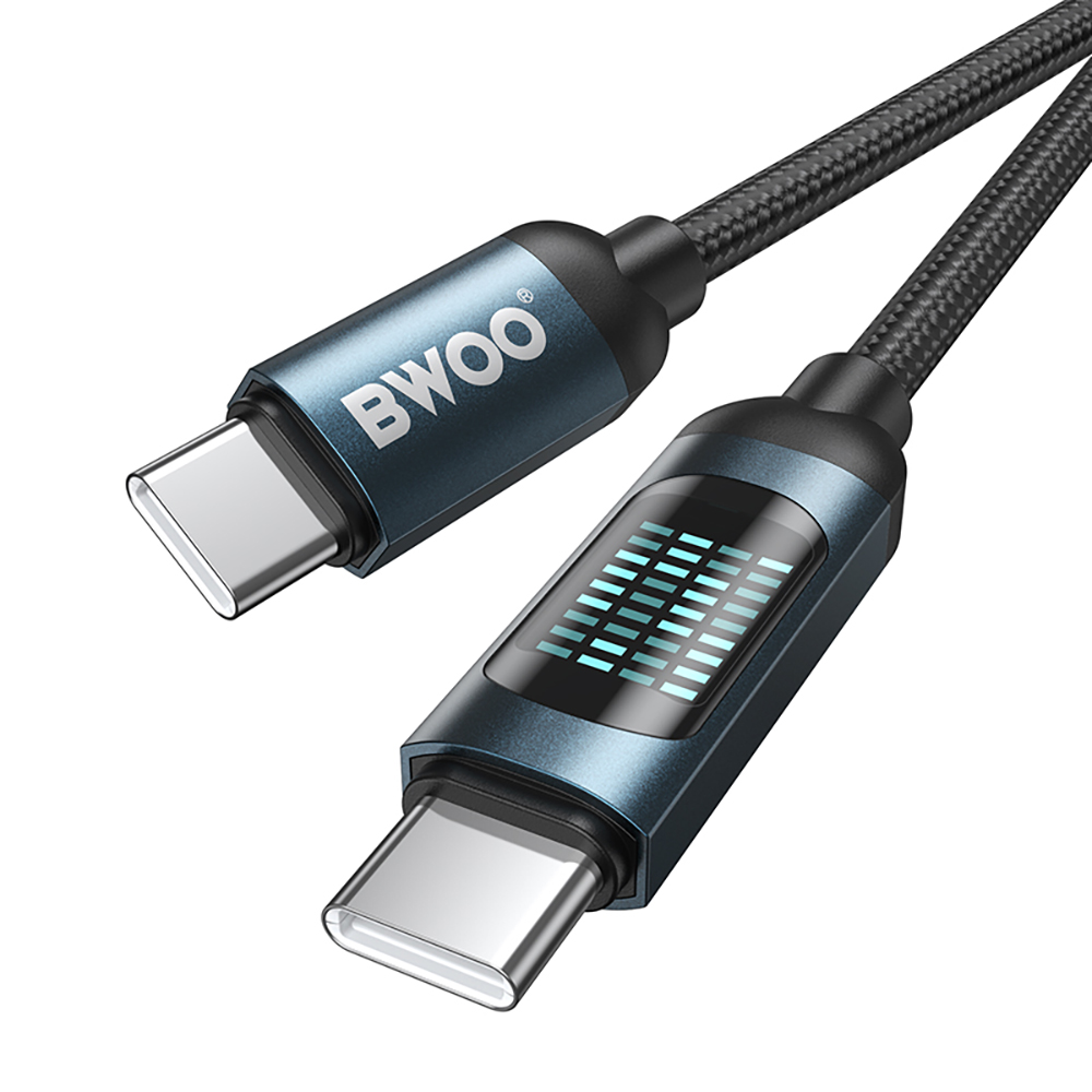 Καλώδιο Δεδομένων και Φόρτισης USB-C - USB-C BWOO BO-X304 Led, 60W, 1μ, Μαύρο