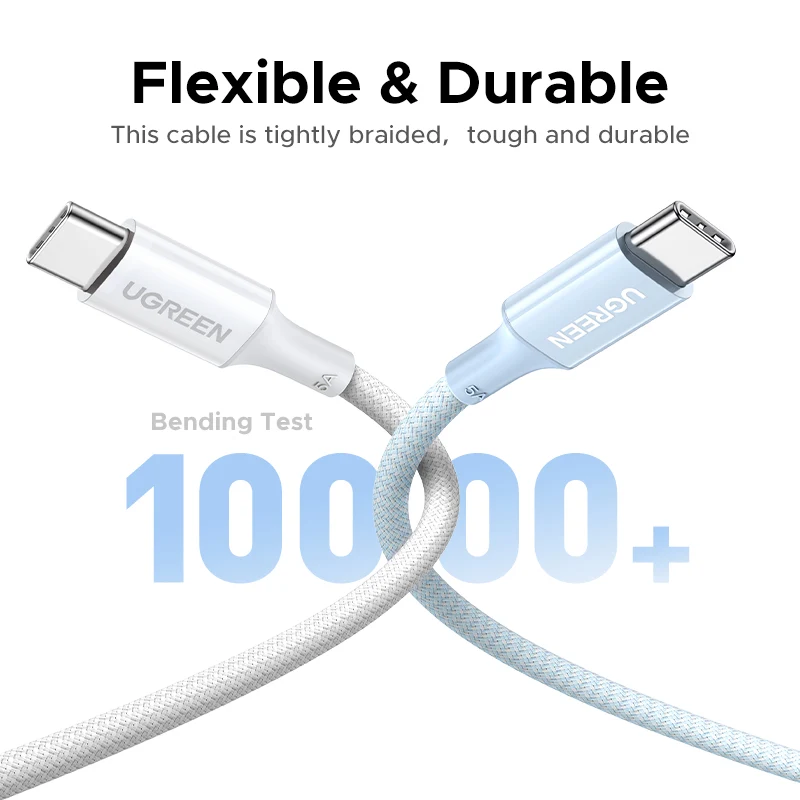 Καλώδιο Δεδομένων και Φόρτισης USB-C - USB-C UGREEN L502 (35221), 100W, 2μ, Λευκό