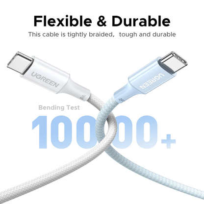 Καλώδιο Δεδομένων και Φόρτισης USB-C - USB-C UGREEN L502 (35221), 100W, 2μ, Λευκό