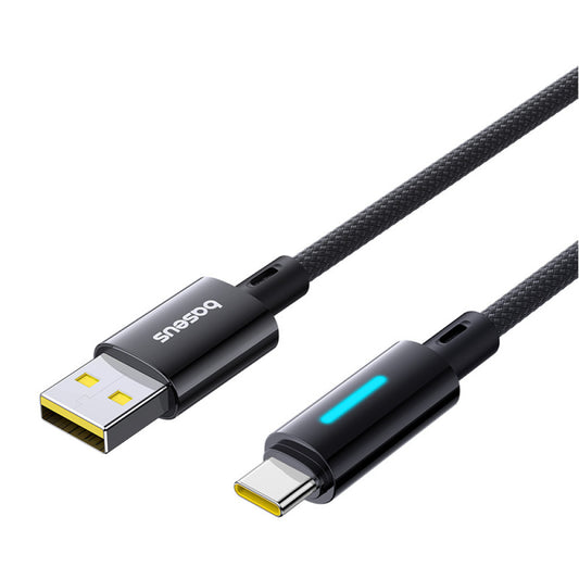 Καλώδιο Δεδομένων και Φόρτισης USB-A - USB-C Baseus Lit Button Control, 100W, 2m, Μαύρο P10379002121-01