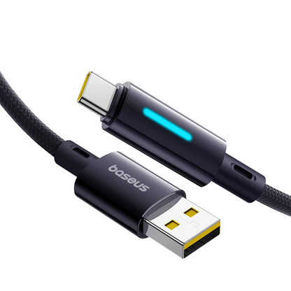 Καλώδιο Δεδομένων και Φόρτισης USB-A - USB-C Baseus Lit Button Control, 100W, 2m, Μαύρο P10379002121-01