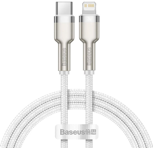 Καλώδιο Δεδομένων και Φόρτισης USB-C - Lightning Baseus Cafule Metal Series, 20W, 2m, Λευκό CATLJK-B02