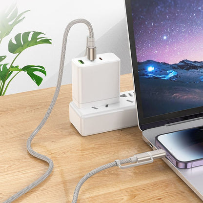 Καλώδιο Δεδομένων και Φόρτισης USB-C / Lightning - USB-C / Led HOCO U138, 60W, 1.2m, Γκρι