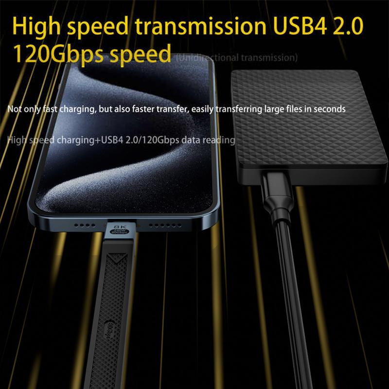 USB-C Data and Charging Cable - USB-C OEM 8K Video, 240W, 0.13m, Black