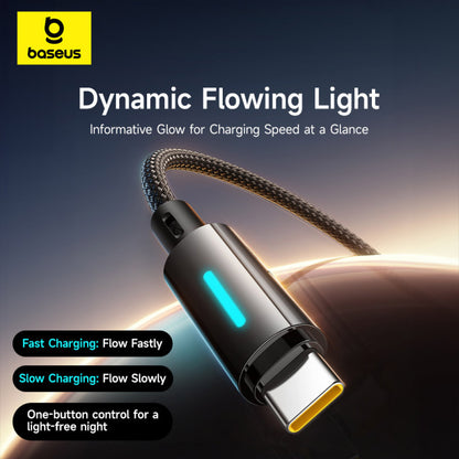 Καλώδιο Δεδομένων και Φόρτισης USB-A - USB-C Baseus Lit Button Control, 100W, 2m, Μαύρο P10379002121-01