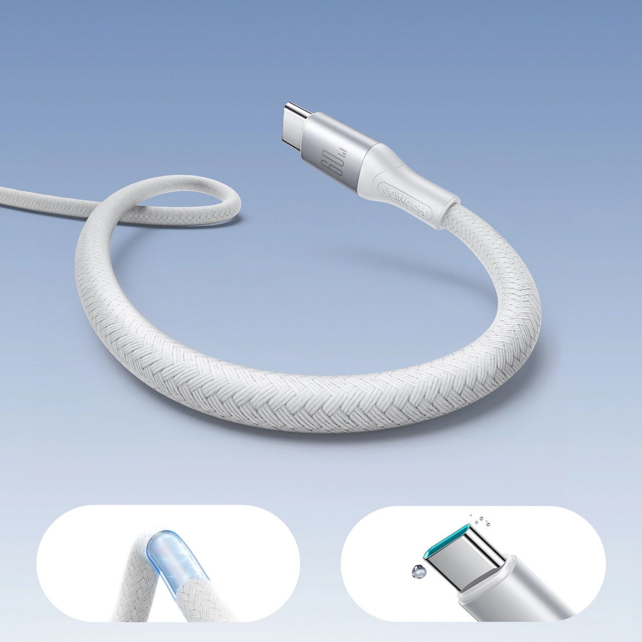Καλώδιο Δεδομένων και Φόρτισης USB-C - USB-C Joyroom S-A28 Flash, 60W, 2m, Λευκό