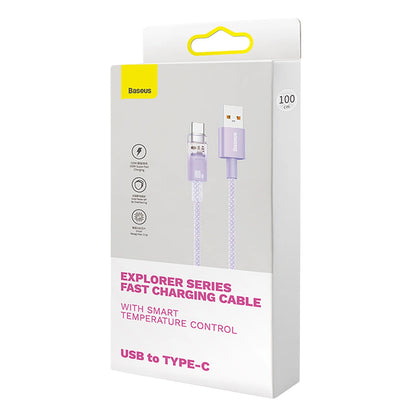 Καλώδιο Δεδομένων και Φόρτισης USB-A - USB-C Baseus Explorer, 100W, 1m, Μωβ CATS010405