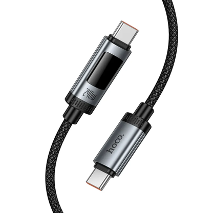 Καλώδιο Δεδομένων και Φόρτισης USB-C - USB-C HOCO Display U148, 240W, 1.2m, Μαύρο