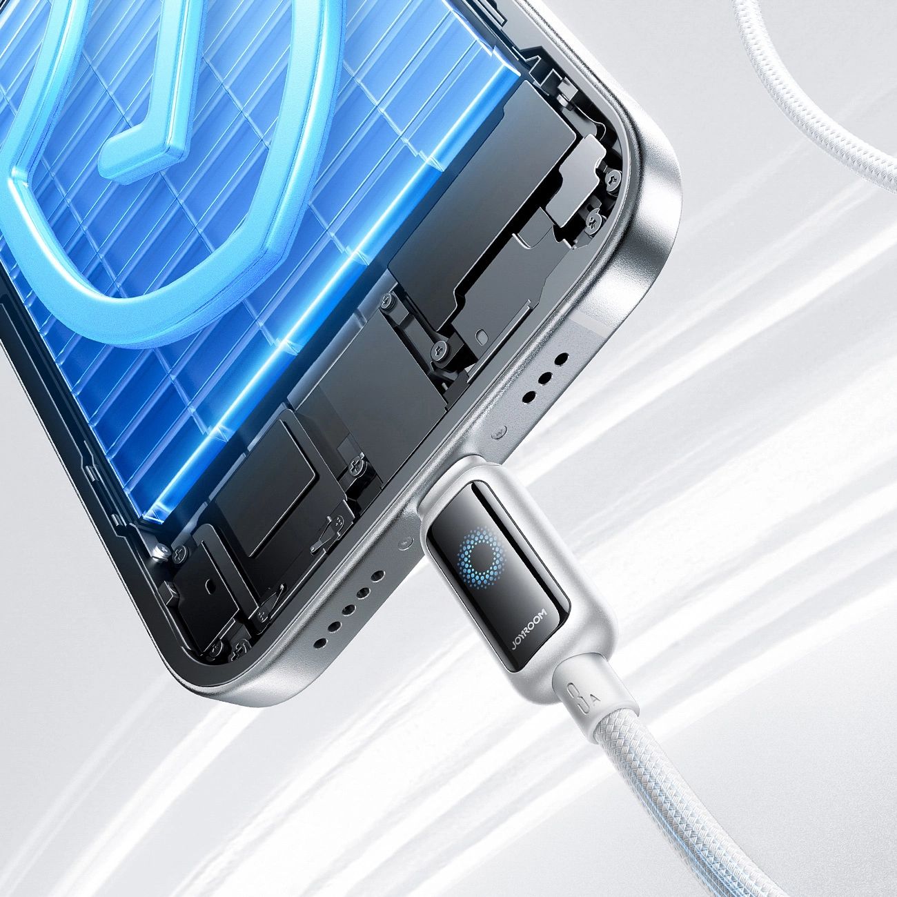 Καλώδιο Δεδομένων και Φόρτισης USB-A - Lightning Joyroom S-A55 StarFlight Display, 18W, 1.2m, Λευκό