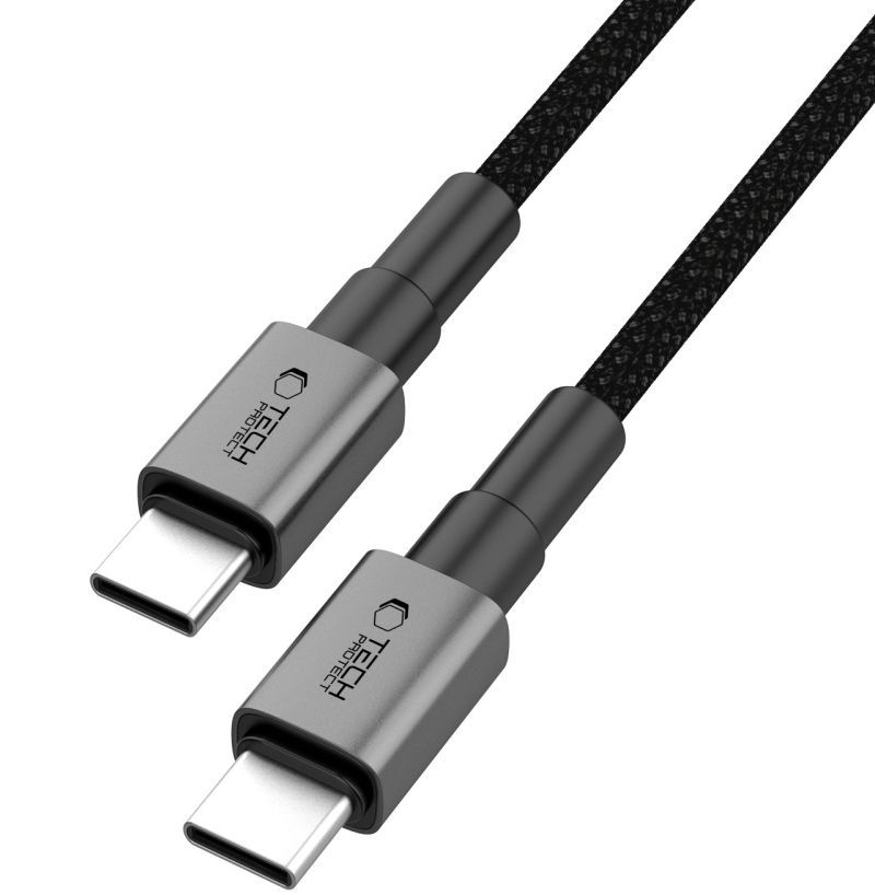 USB-C Data and Charging Cable - USB-C Tech-Protect Ultraboost DNA MagTwist, 100W, 2m, Gray