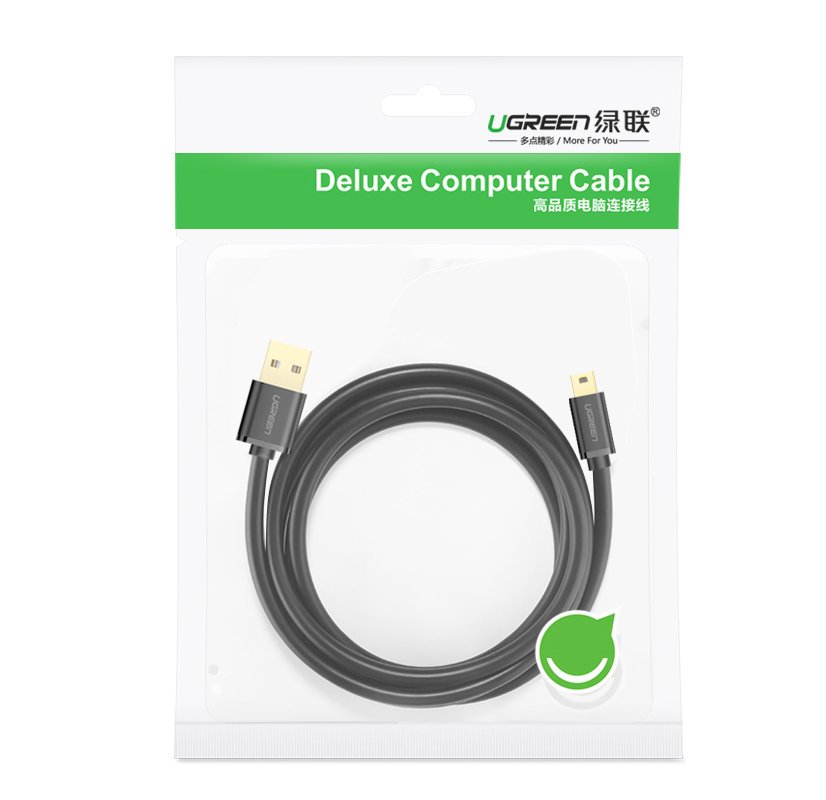 Καλώδιο Δεδομένων και Φόρτισης USB-A - miniUSB UGREEN US132, 2m, Μαύρο