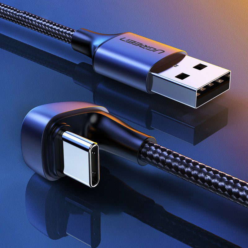 Data and Charging Cable USB-A - USB-C UGREEN US311 Angled, 18W, 1m, Grey 