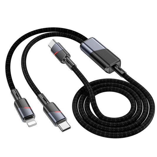 Καλώδιο Δεδομένων και Φόρτισης USB-C - Lightning / USB-C HOCO U139 2σε1, 100W, 1.2m, Μαύρο