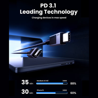 Καλώδιο Δεδομένων και Φόρτισης USB-C - USB-C UGREEN L513, 240W, 1m, Μαύρο