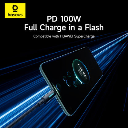 Καλώδιο Δεδομένων και Φόρτισης USB-A - USB-C Baseus Lit Button Control, 100W, 2m, Μαύρο P10379002121-01