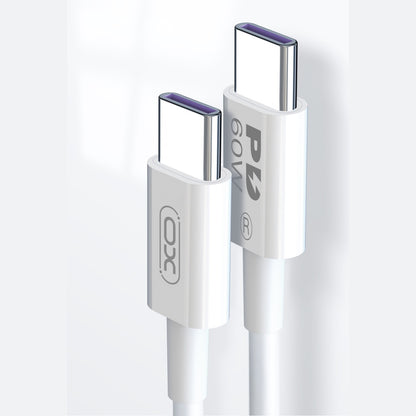 Καλώδιο Δεδομένων και Φόρτισης USB-C - USB-C XO Design NB-Q190A, 60W, 1m, Λευκό