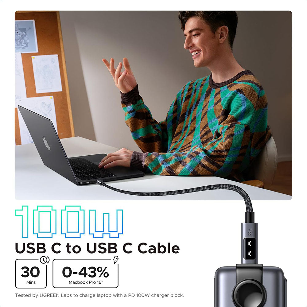Καλώδιο Δεδομένων και Φόρτισης USB-C - USB-C UGREEN L509, 100W, 2m, Γκρι
