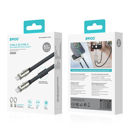 USB-C to Lightning BWOO Data and Charging Cable, 27W, 0.3m, Black