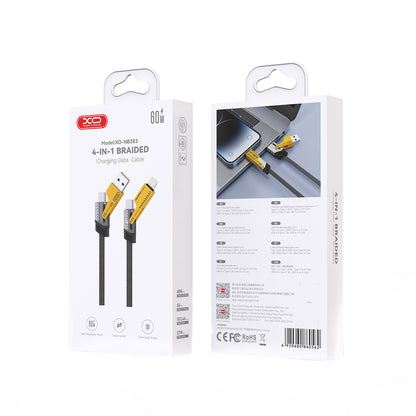 Καλώδιο Δεδομένων και Φόρτισης USB-A / USB-C - Lightning / USB-C XO Design NB283, 60W, 1m, Γκρι