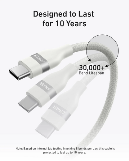 USB-C Data and Charging Cable - USB-C Anker, 240W, 1.8m, White A82E2H22