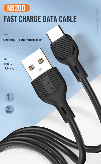 Καλώδιο Δεδομένων και Φόρτισης USB-A - USB-C XO Design NB200, 10W, 1m, Μαύρο