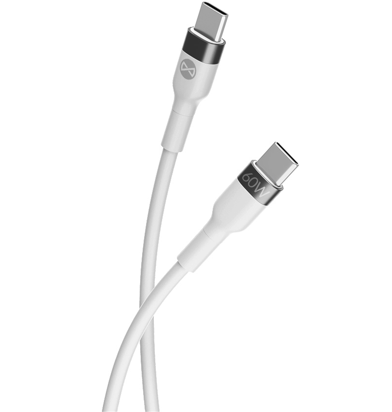 Καλώδιο Δεδομένων και Φόρτισης USB-C - USB-C Forever Flexible, 60W, 2m, Λευκό