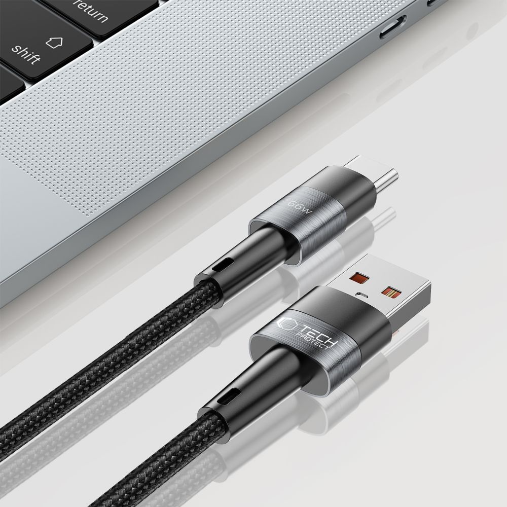 USB-A to USB-C Data and Charging Cable Tech-Protect Ultraboost, 66W, 0.5m, Gray