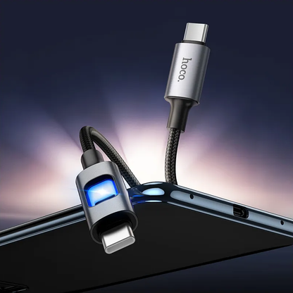 USB-C Data and Charging Cable - USB-C HOCO U144 Led, 60W, 1.2m, Black