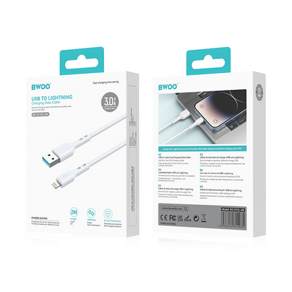 Καλώδιο Δεδομένων και Φόρτισης USB-A - Lightning BWOO BO-X172L-2M, 15W, 2μ, Λευκό
