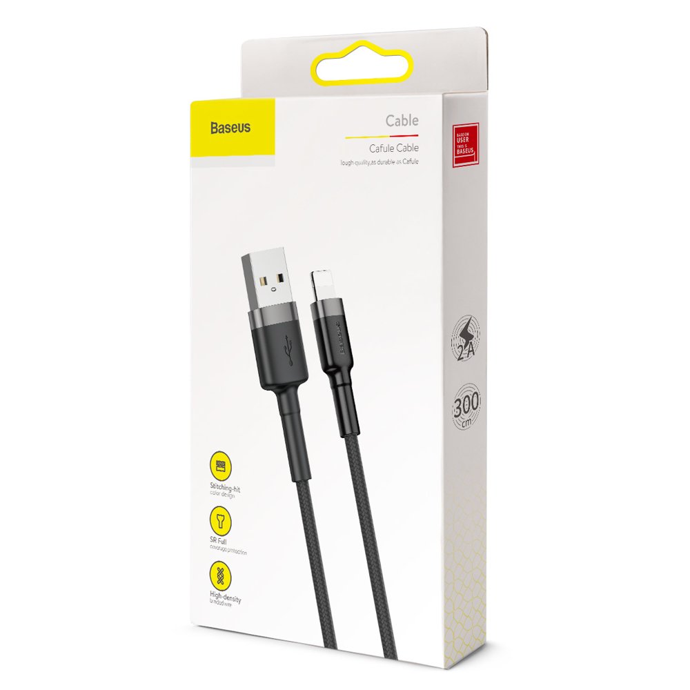 Καλώδιο Δεδομένων και Φόρτισης USB-A - Lightning Baseus Cafule, 18W, 3m, Γκρι CALKLF-RG1