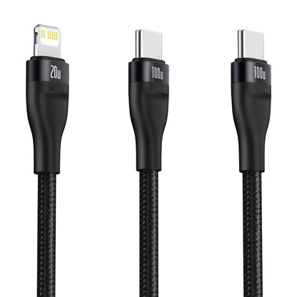 Καλώδιο Δεδομένων και Φόρτισης USB-C - Lightning / USB-C Baseus Flash Series 2in1, 100W, 1.2m, Μαύρο CA1T2-F01