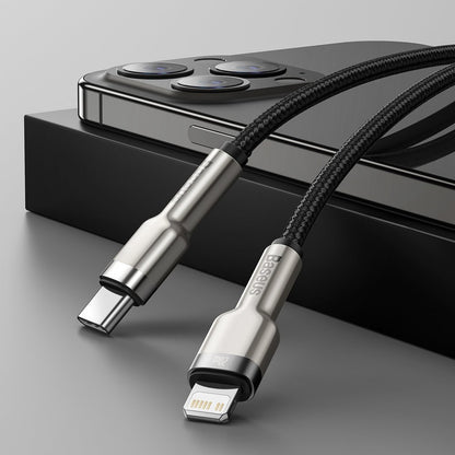 Καλώδιο Δεδομένων και Φόρτισης USB-C - Lightning Baseus Cafule Metal Series, 20W, 2m, Μαύρο CATLJK-B01