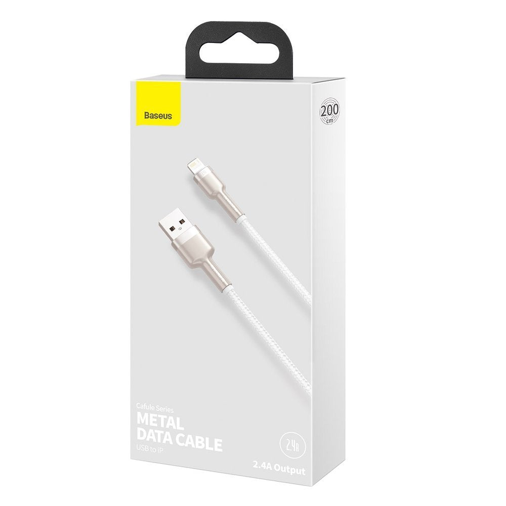 Καλώδιο Δεδομένων και Φόρτισης USB-A - Lightning Baseus Cafule Metal Series, 18W, 2m, Λευκό CALJK-B02