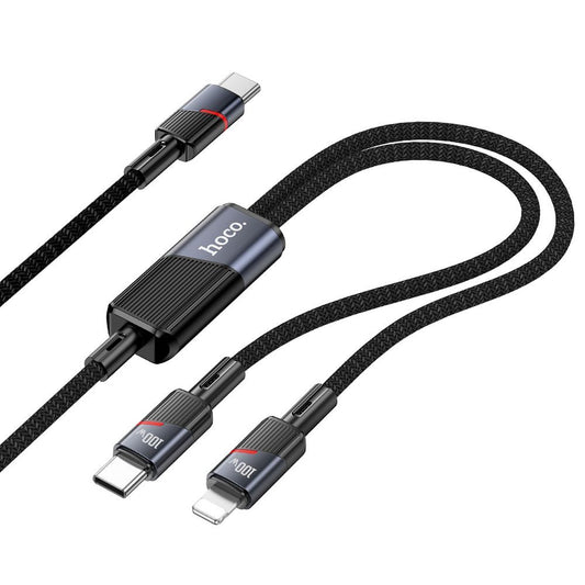 Καλώδιο Δεδομένων και Φόρτισης USB-C - Lightning / USB-C HOCO U139 2σε1, 100W, 1.2m, Μαύρο