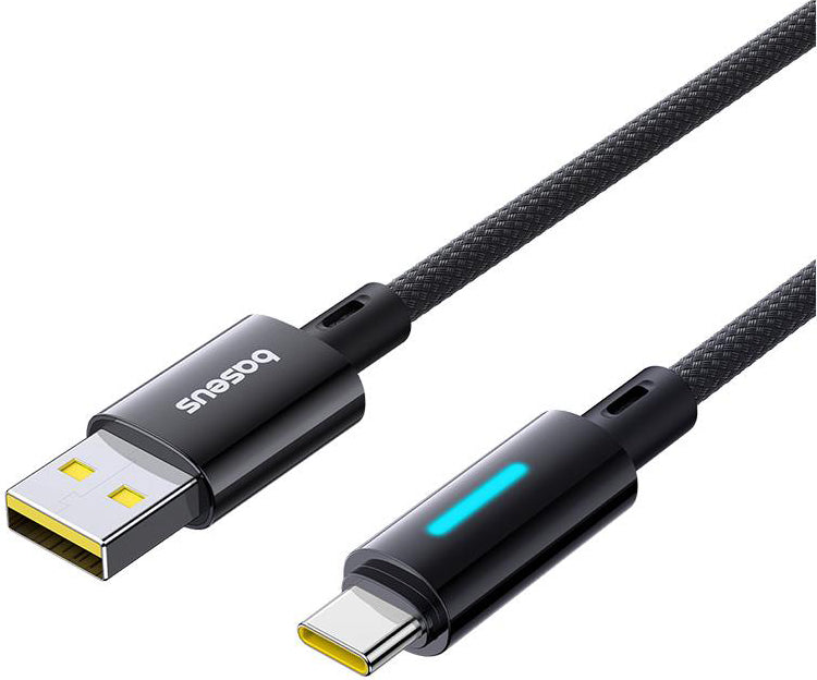 USB-A to USB-C Data and Charging Cable Baseus Lit Button Control, 100W, 1m, Black P10379002121-00