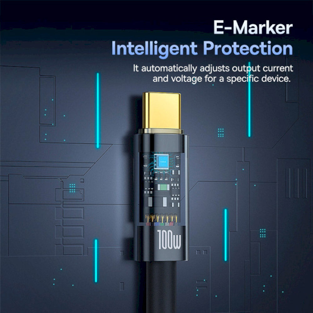 Καλώδιο Δεδομένων και Φόρτισης USB-C - USB-C Baseus Explorer, 100W, 1m, Μαύρο P10319703111-00