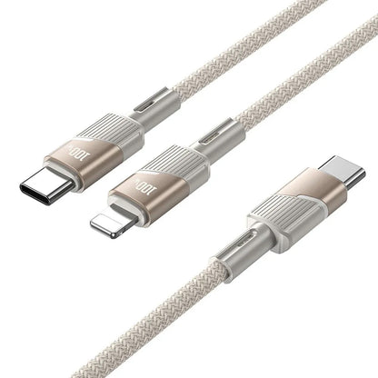 Καλώδιο Δεδομένων και Φόρτισης USB-C - 2 x USB-C HOCO U139 2σε1, 100W, 1.2m, Χρυσό