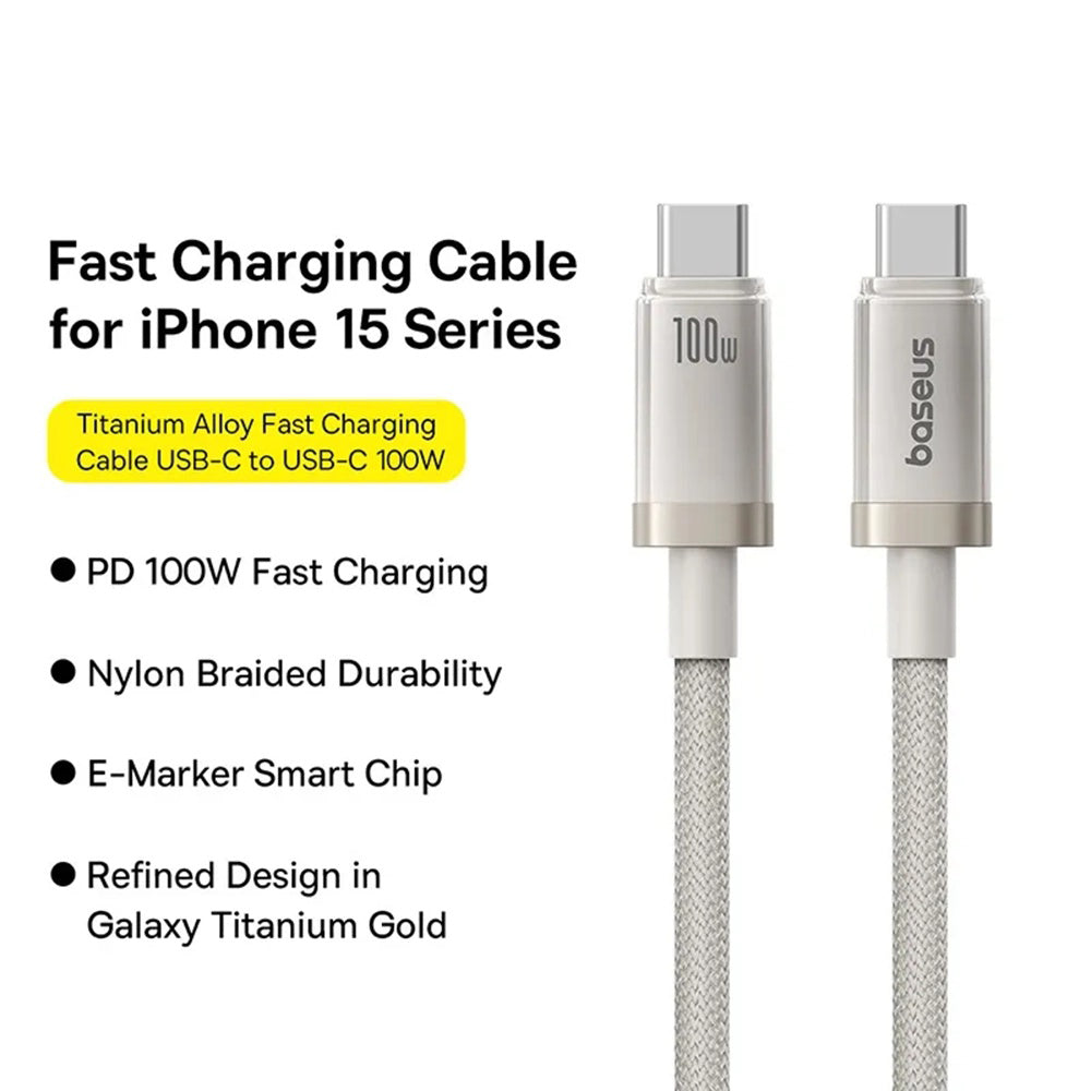 Καλώδιο Δεδομένων και Φόρτισης USB-C - USB-C Baseus Titanium, 100W, 1m, Ασημί P10378100G21-00