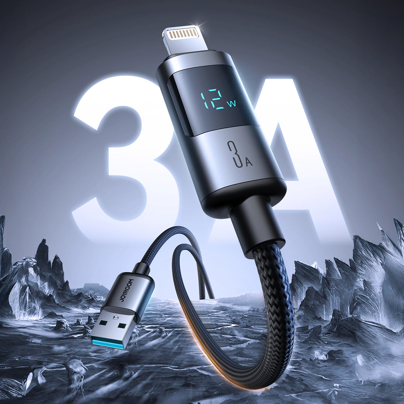 Καλώδιο Δεδομένων και Φόρτισης USB-A - Lightning Joyroom S-A16 Pro Prism Display, 12W, 1.2m, Μαύρο