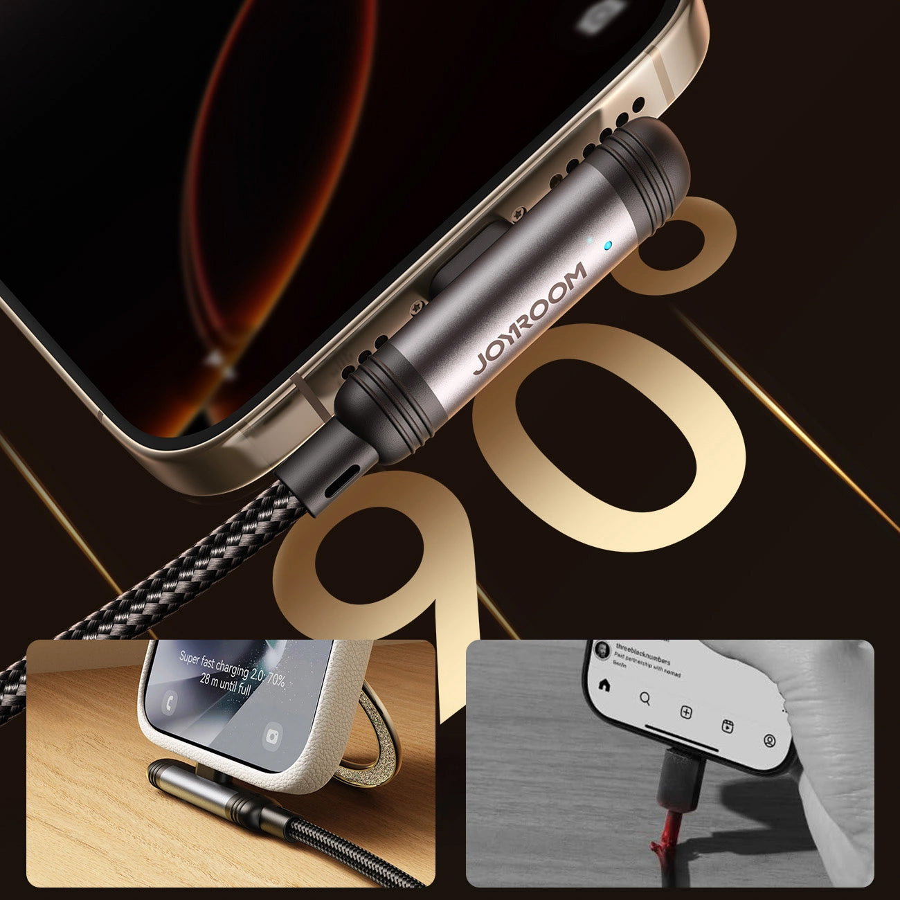 Καλώδιο Δεδομένων και Φόρτισης USB-A - USB-C Joyroom S-A56 EnjoyX Angled, 20W, 1.2m, Μαύρο