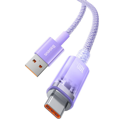 Καλώδιο Δεδομένων και Φόρτισης USB-A - USB-C Baseus Explorer, 100W, 1m, Μωβ CATS010405