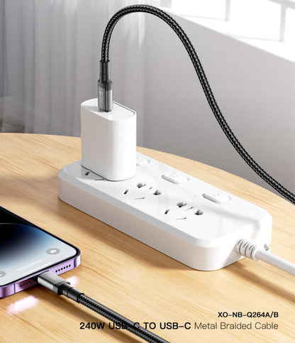Καλώδιο Δεδομένων και Φόρτισης USB-C - USB-C XO Design NB-Q264A, 240W, 1m, Μαύρο
