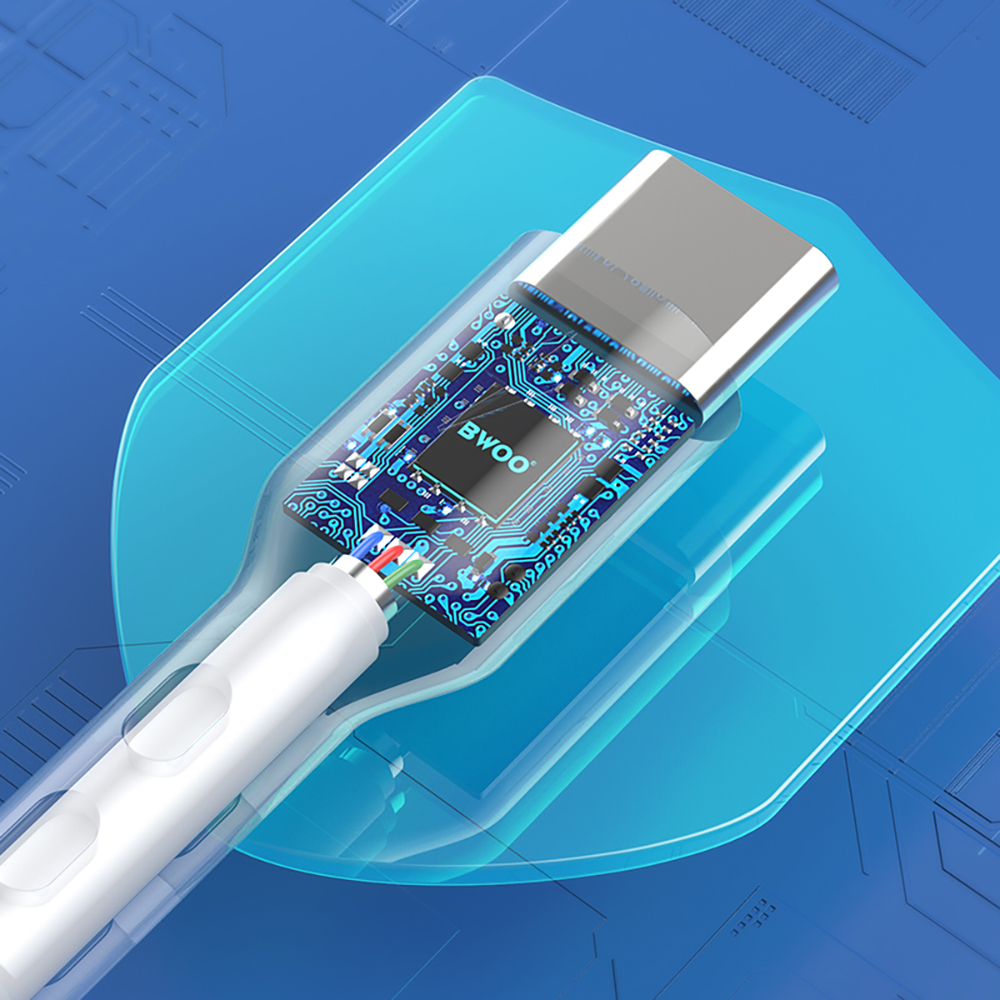 Καλώδιο Δεδομένων και Φόρτισης USB-A - USB-C BWOO X172C, 60W, 1m, Λευκό