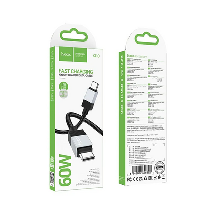 Καλώδιο Δεδομένων και Φόρτισης USB-C - USB-C HOCO X110, 60W, 1μ, Μαύρο