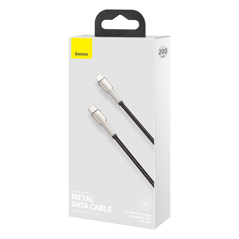 Καλώδιο Δεδομένων και Φόρτισης USB-C - Lightning Baseus Cafule Metal Series, 20W, 2m, Μαύρο CATLJK-B01
