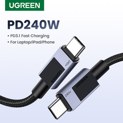Καλώδιο Δεδομένων και Φόρτισης USB-C - USB-C UGREEN L513, 240W, 1m, Μαύρο