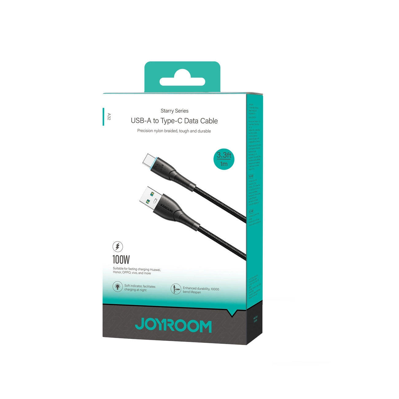 Καλώδιο Δεδομένων και Φόρτισης USB-A - USB-C Joyroom S-A32, 100W, 1m, Μαύρο