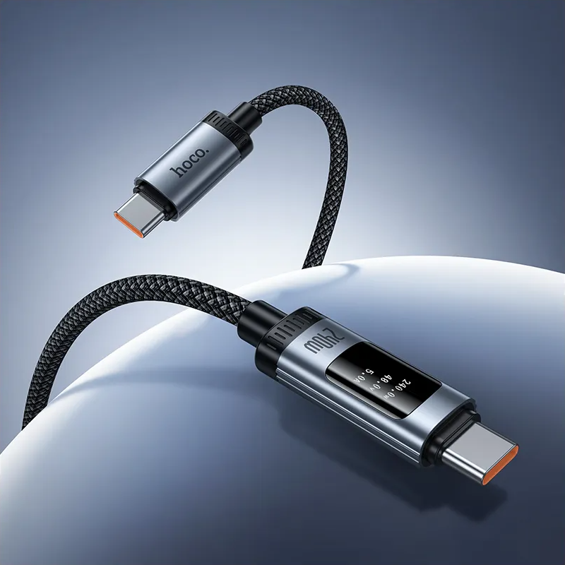 Καλώδιο Δεδομένων και Φόρτισης USB-C - USB-C HOCO Display U148, 240W, 1.2m, Μαύρο