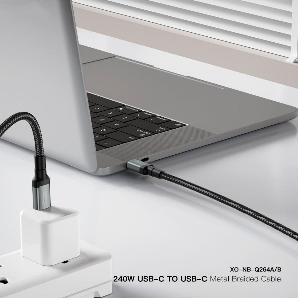 Καλώδιο Δεδομένων και Φόρτισης USB-C - USB-C XO Design NB-Q264A, 240W, 1m, Μαύρο